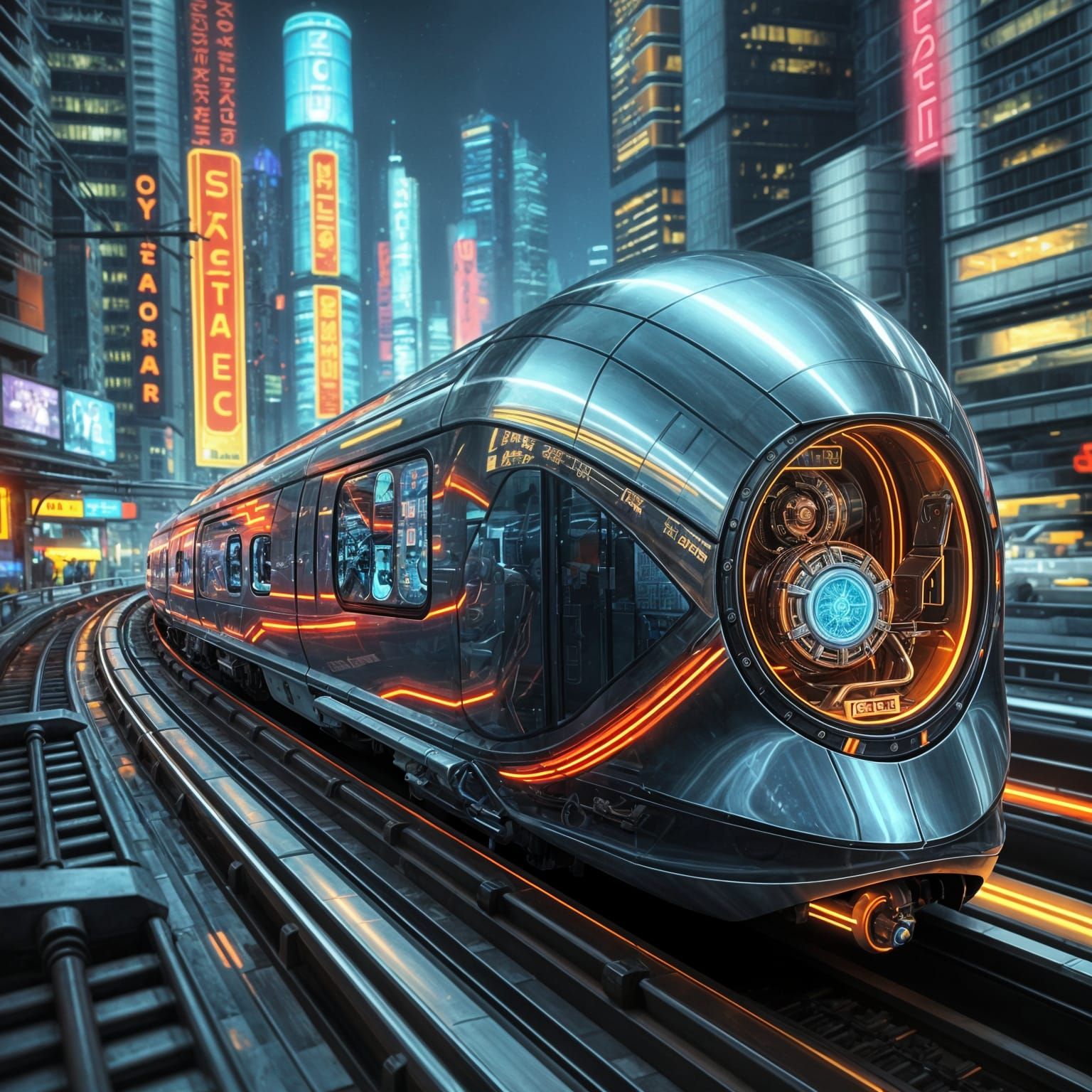 Sleek Futuristic Train Transporting Advanced Machine Tools