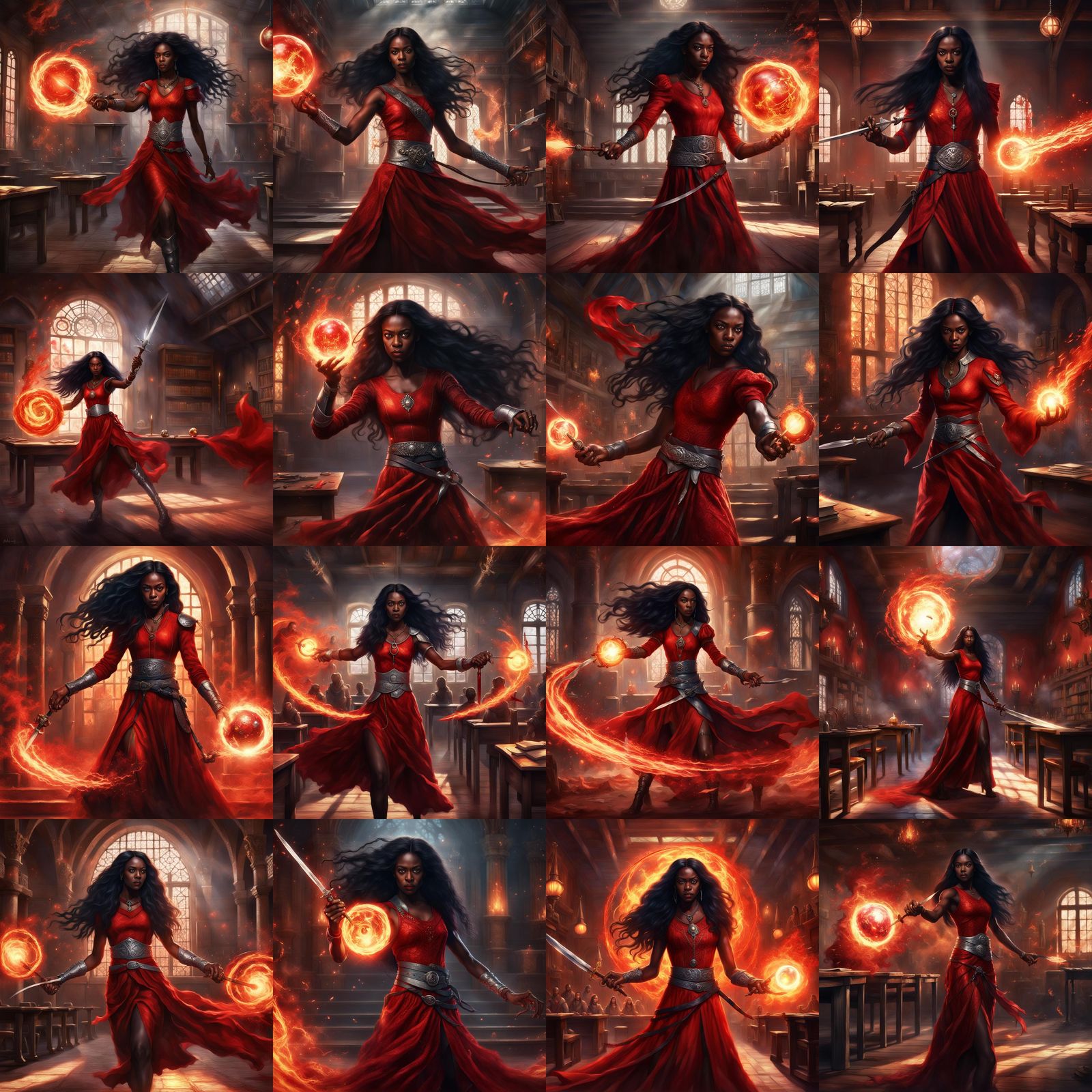 Dark Fantasy Warrior Sorceress Master of Flame Magic