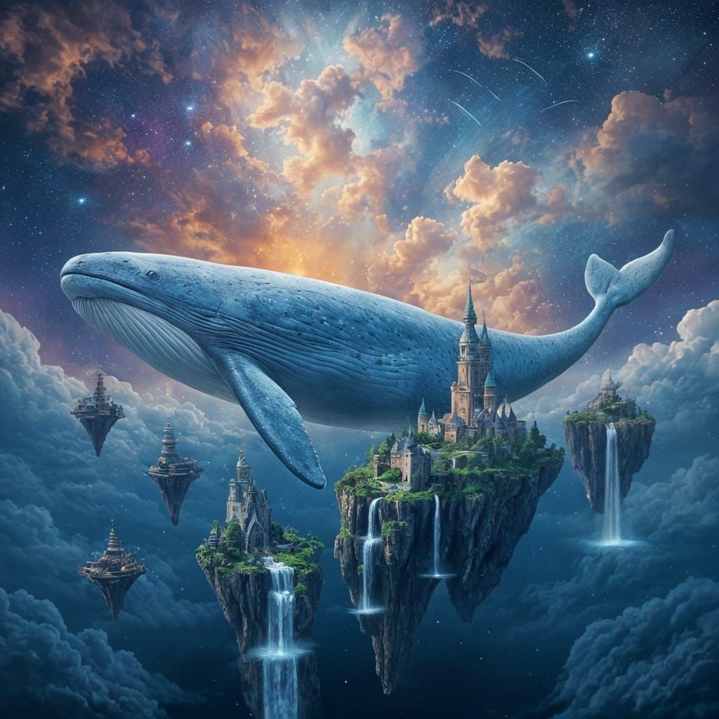 Gigantic Whale Glides Through Celestial Sky