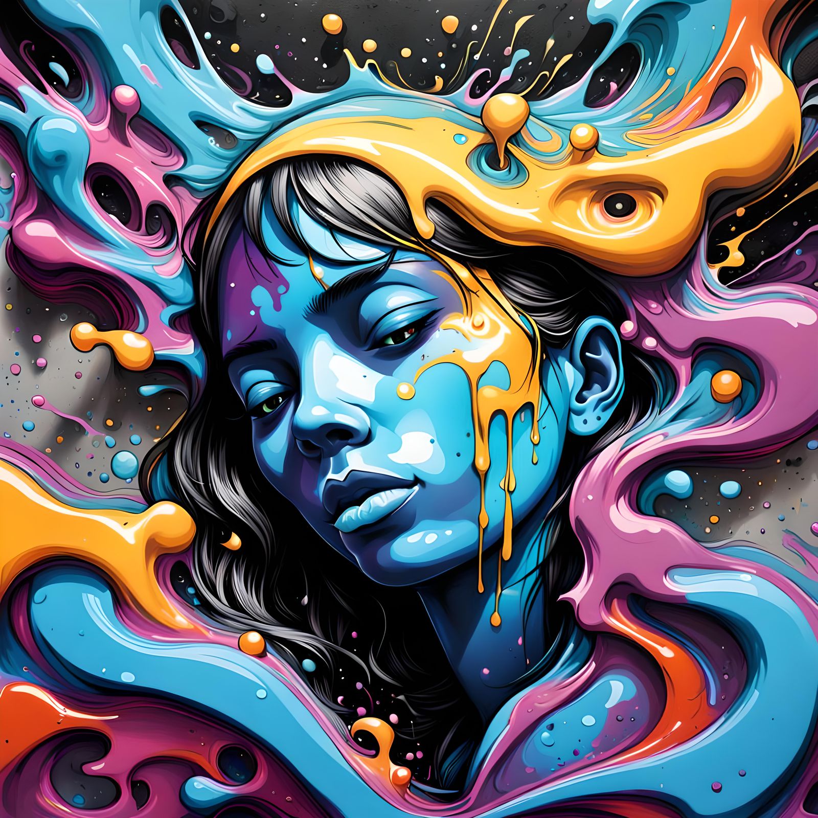 Vibrant Dreamscape in Graffiti Art Style