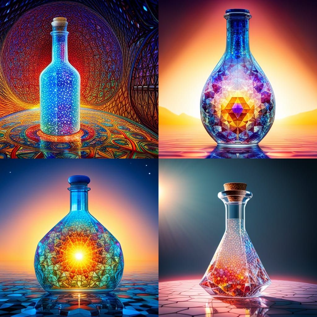 Crystal Cosmic Penrose Tiling in a Glass Bottle