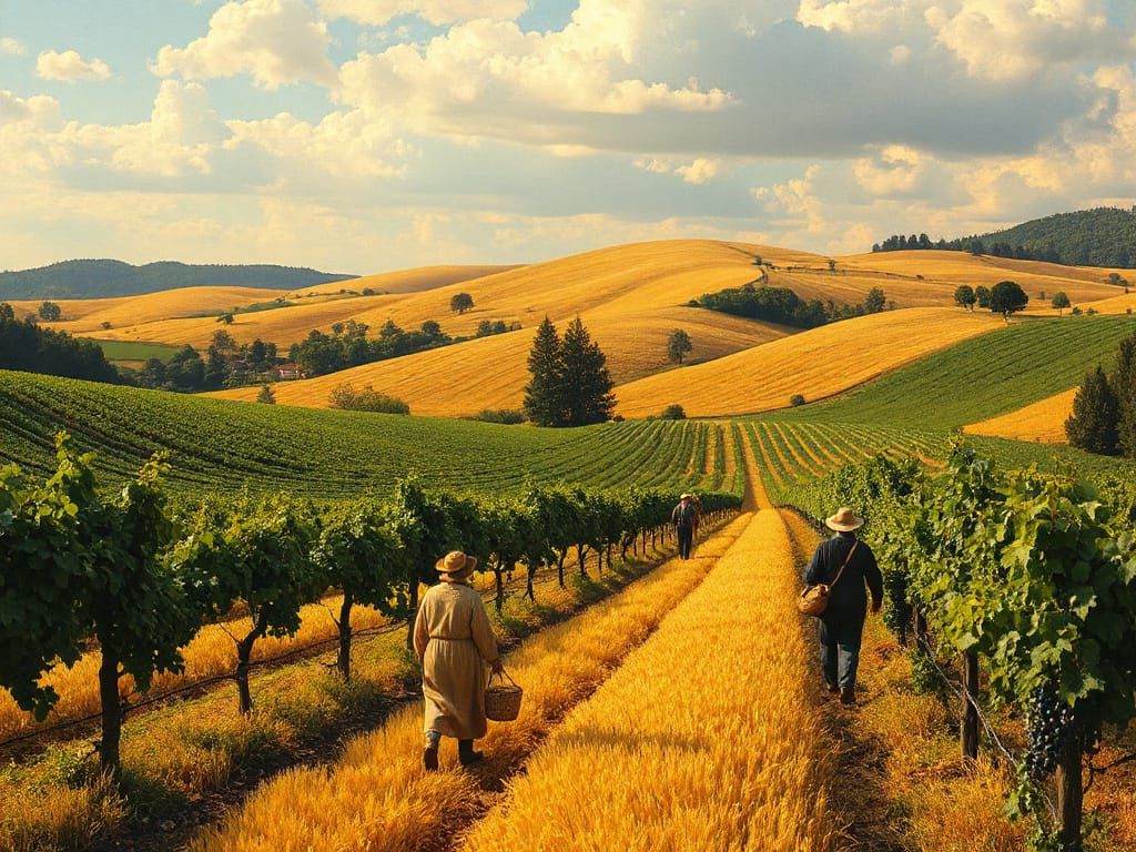 Golden Vineyards in Late Afternoon Light