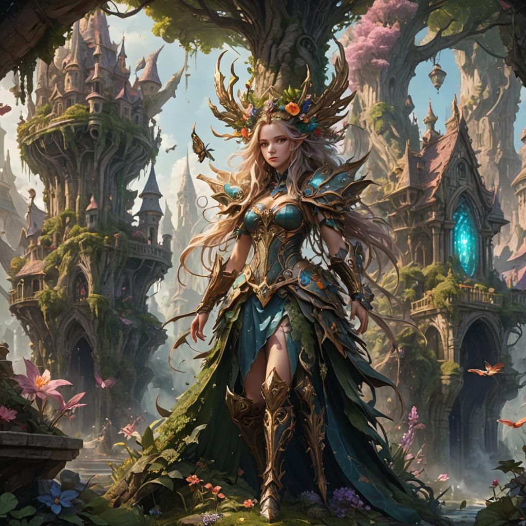 Majestic Woodland Fairy Queen in Hyperdetailed Fantasy Art