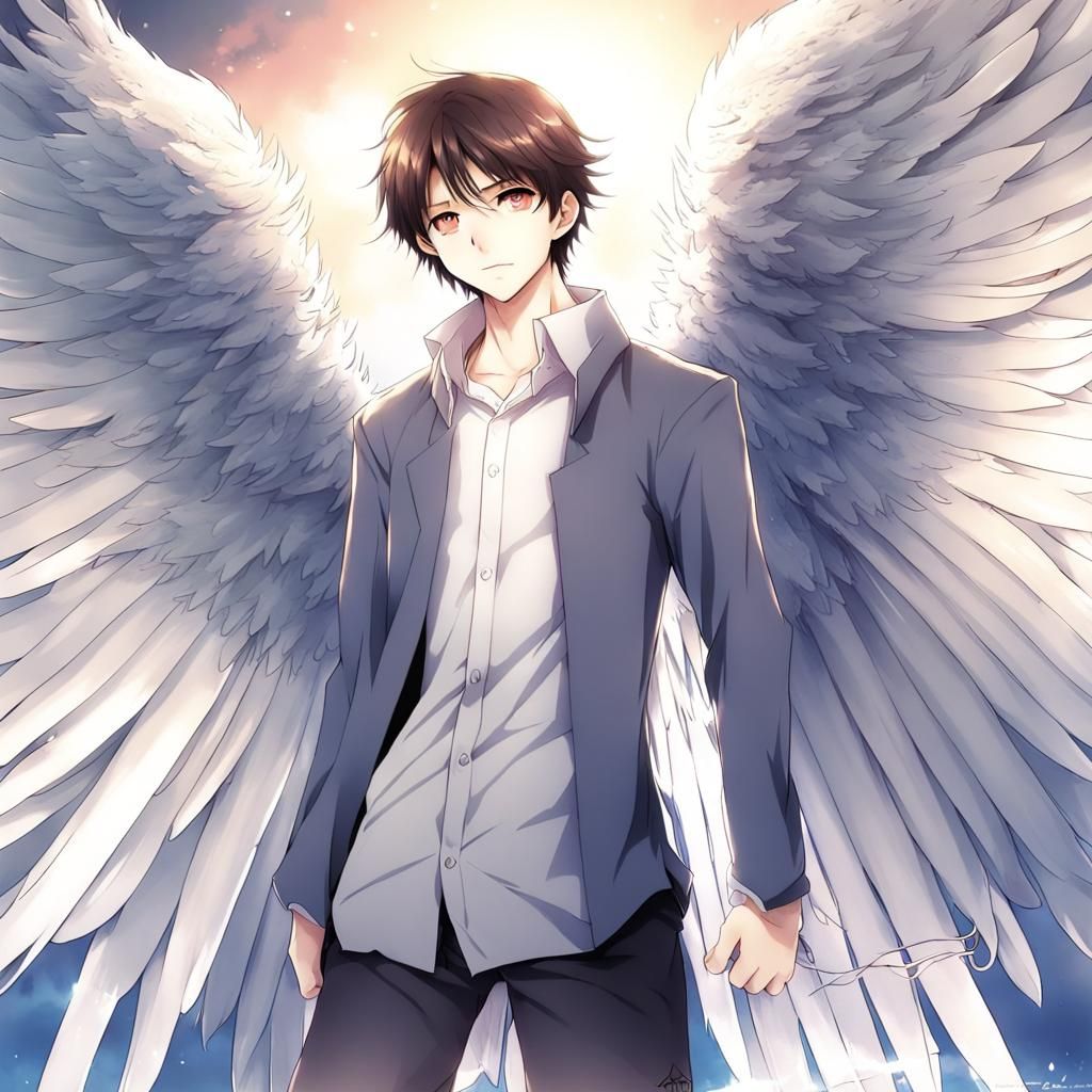 Manga-Inspired Angel Boy in Vibrant Anime Art