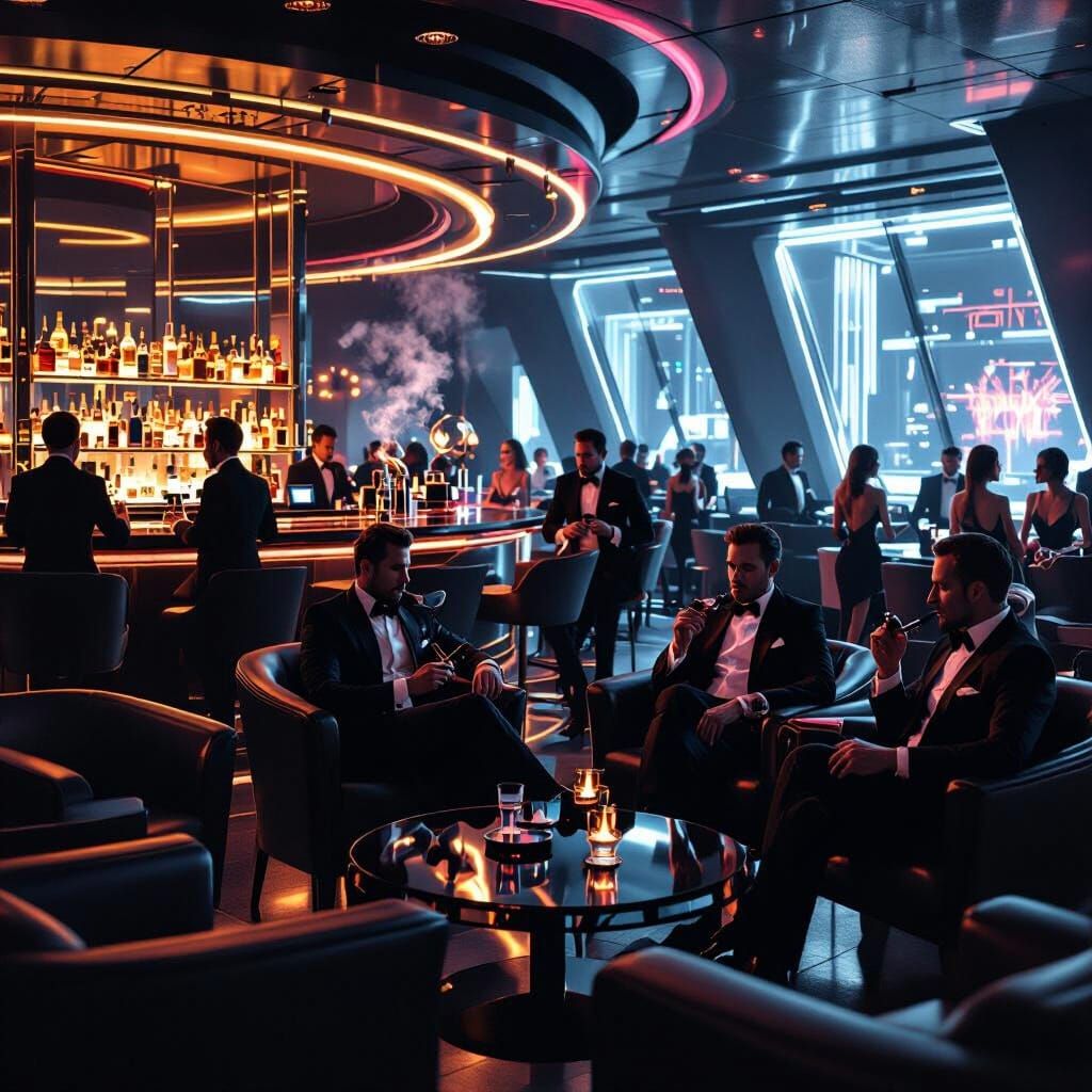 Elegant Lounge Scene in Futuristic Style