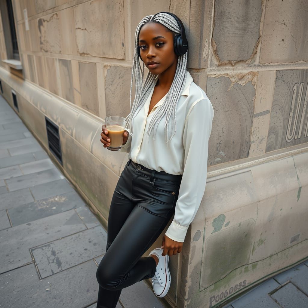 African American Woman in Paris, iPhone Candid Style