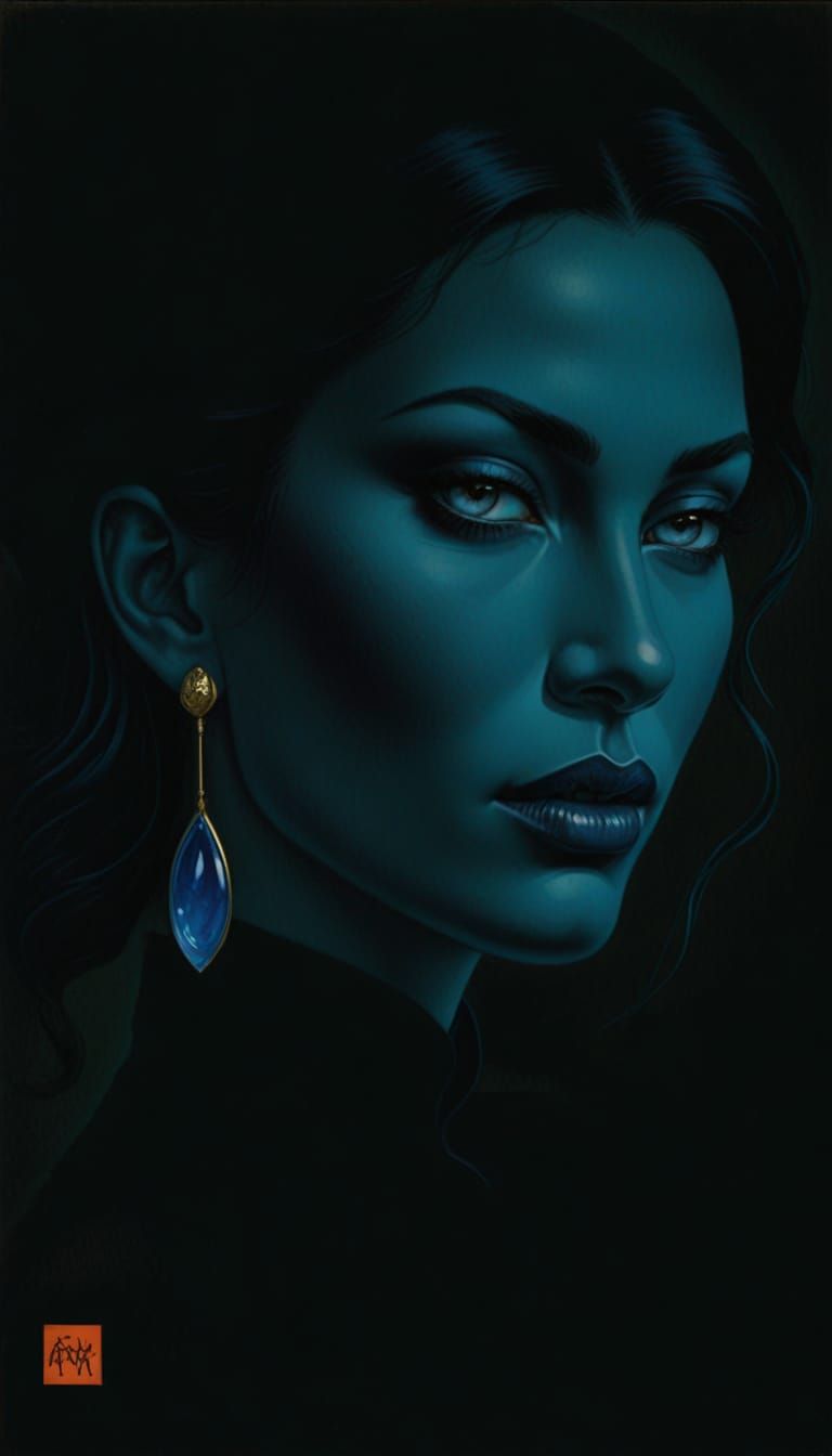 Glamorous Blue-Skinned Beauty in a Pop Art Aesthetic