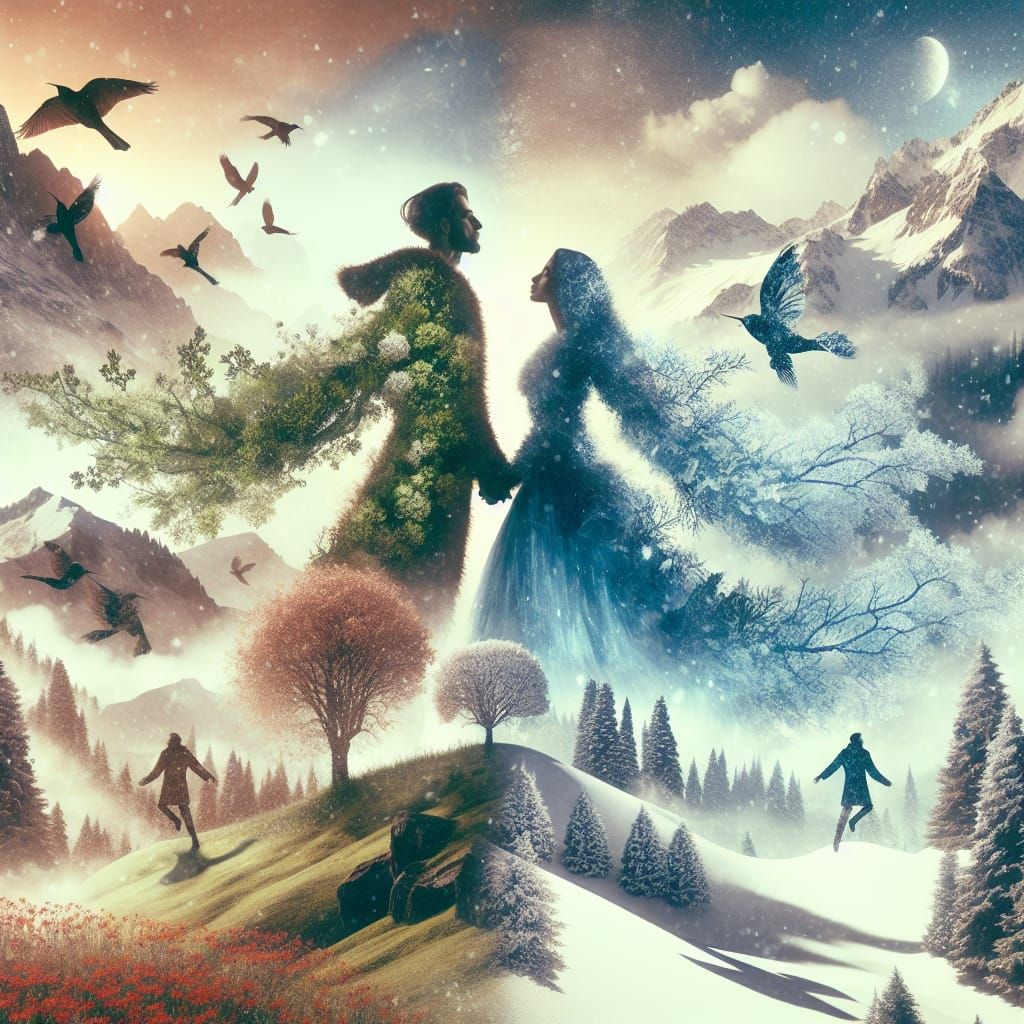 Ethereal Double Exposure, Classic Matte Painting Style