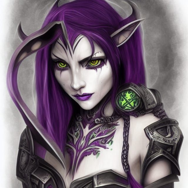 Ethereal Elf Hexblade Warlock with Enchanted Eyes