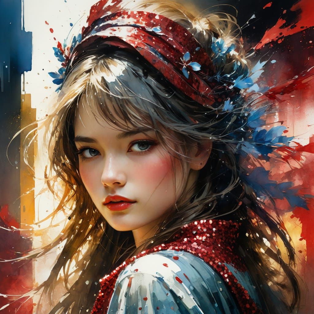 Gleaming Watercolor Portrait of a Stunning Woman