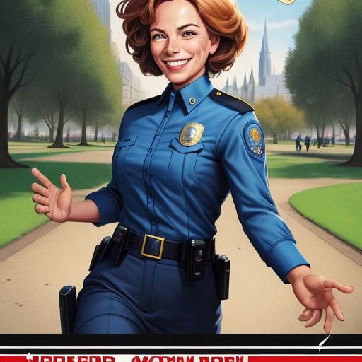 Stunning Policewoman Portrait in Comic Book Style