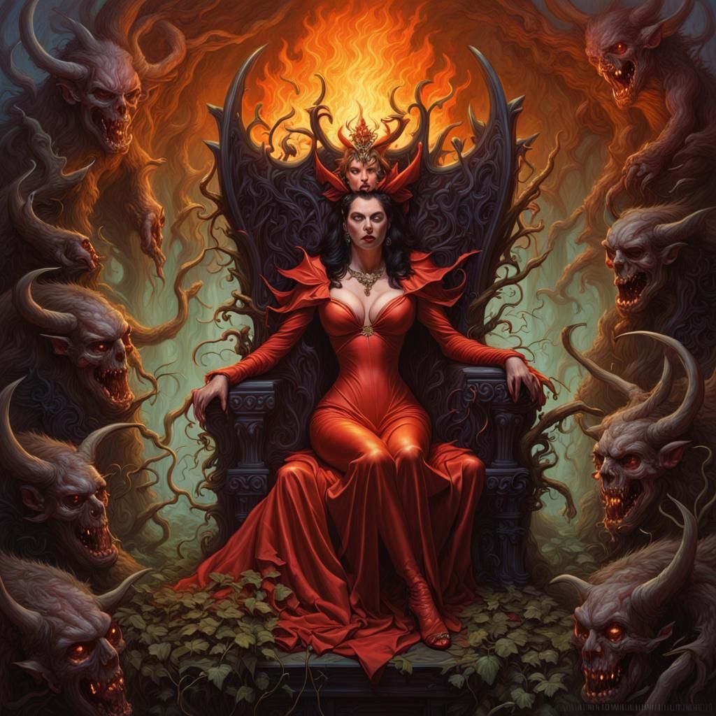 Majestic Devil Queen Reigns from Thorny Throne