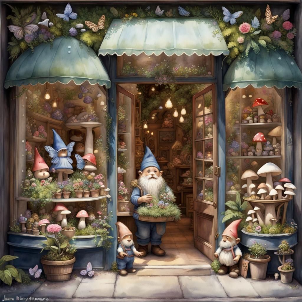 Whimsical Fantasy Toy Shop in Watercolor Style