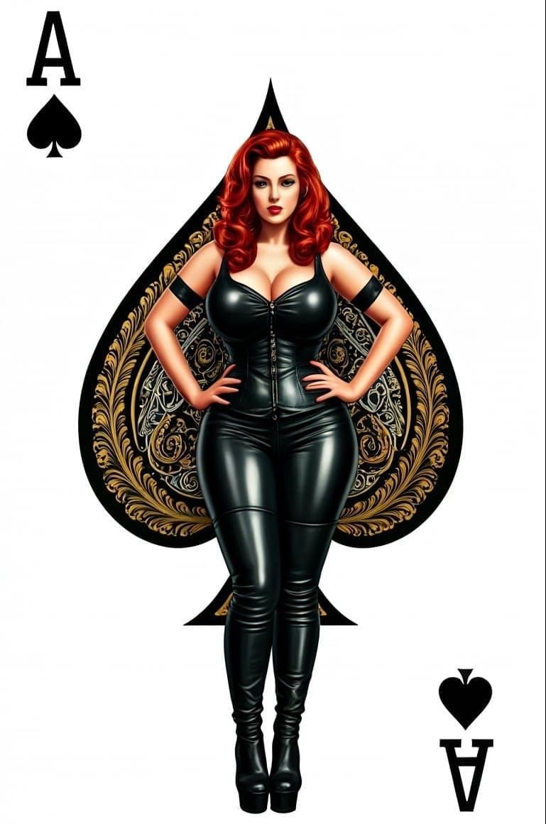 Pin-Up Girl on the Ace of Spades: A Hyperrealistic Masterpie...