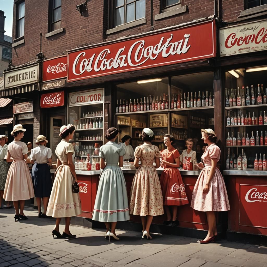 Vintage Soda Parlor Scene with Flapper Women