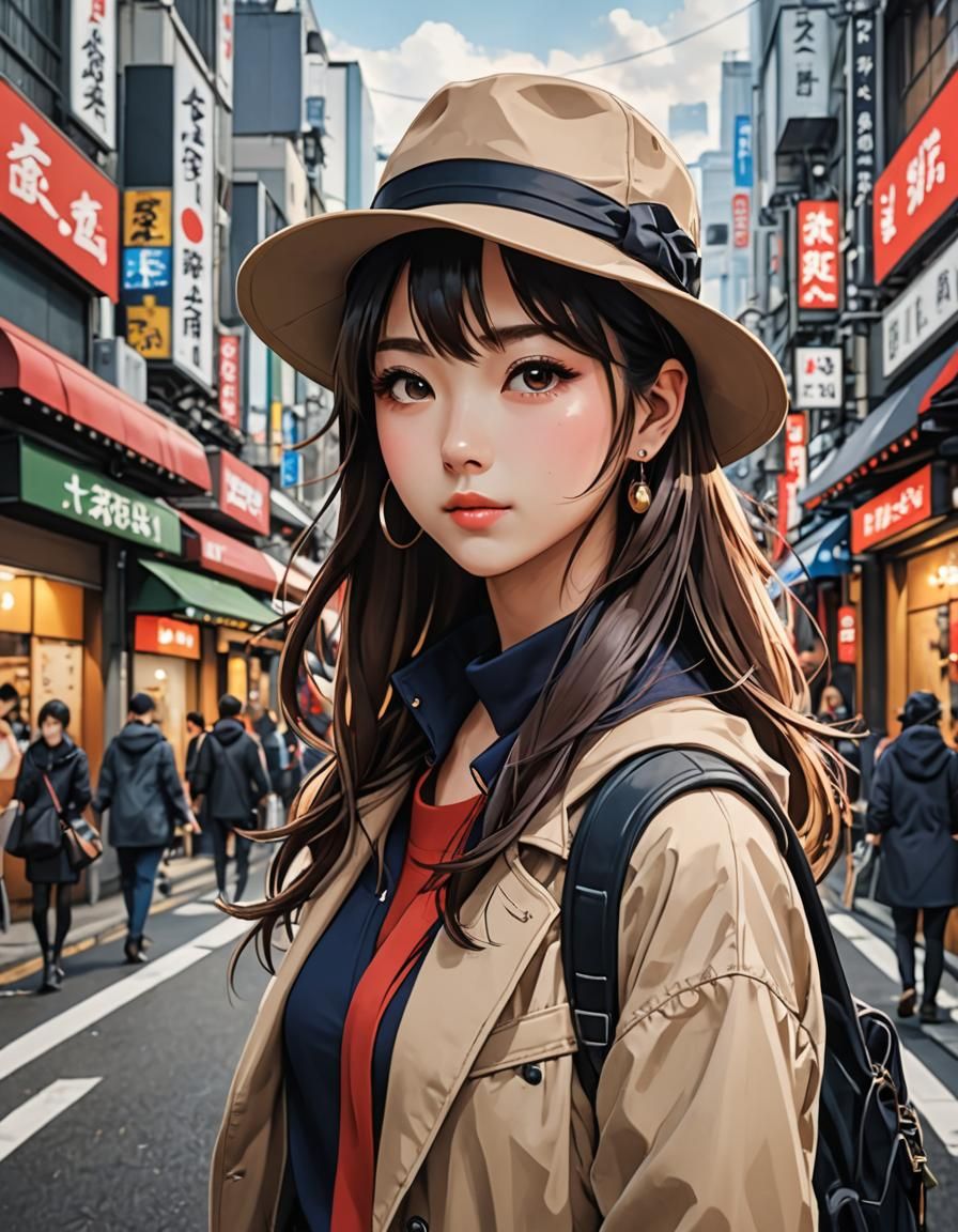 Trendy Teenage Girl in Modern Japan Street Style
