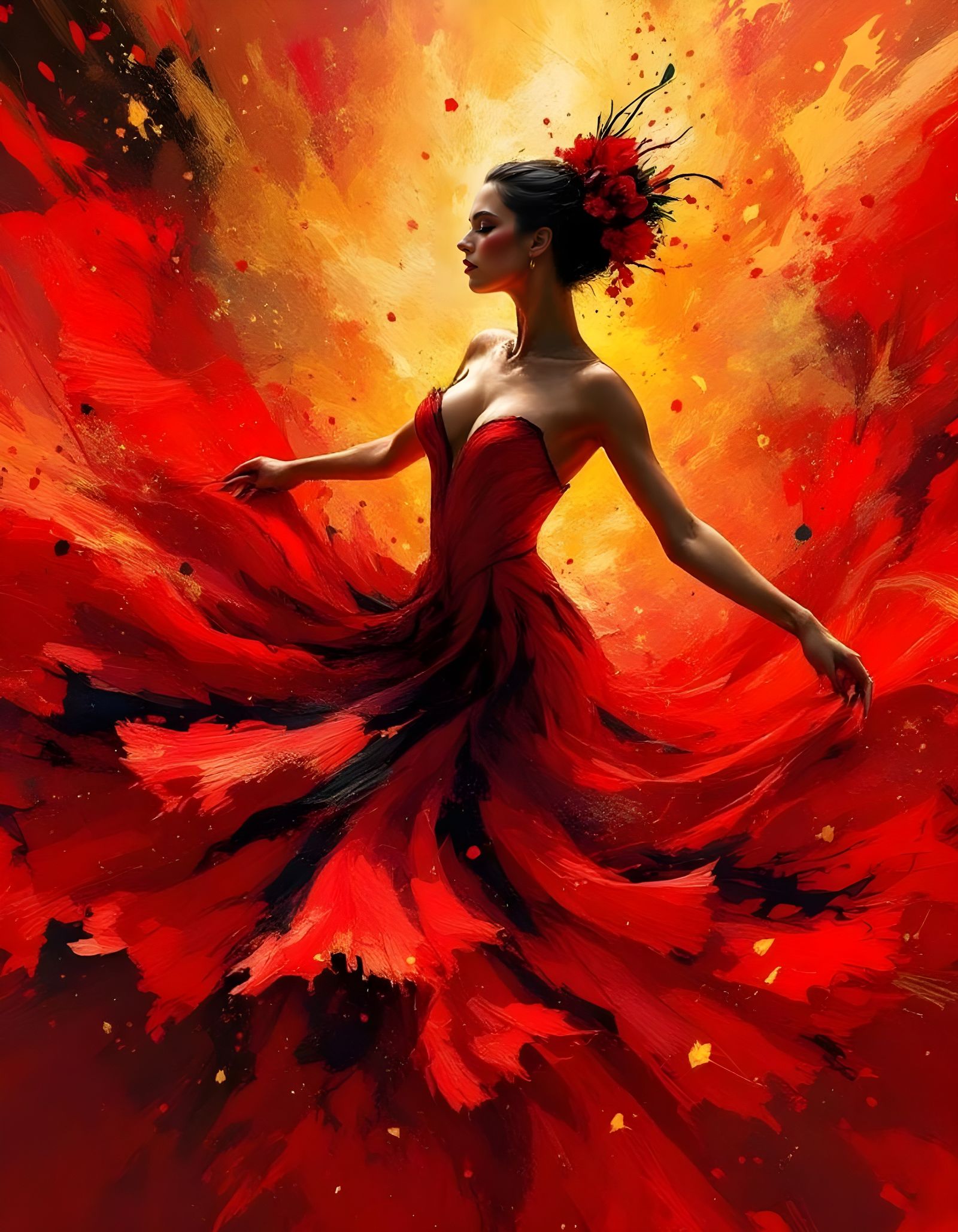 Flamenco Dancer in a Vibrant Explosion of Color