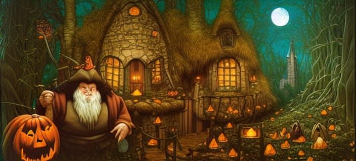 Hagrid in Mysterious Moonlit Forbidden Forest