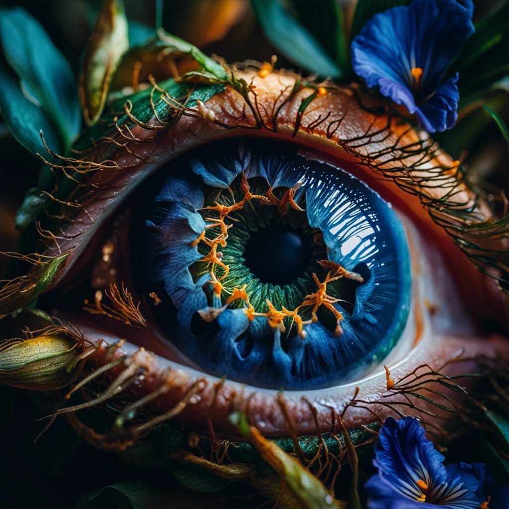 Surrealistic Blue Eyeball in Realistic Expressionism Style