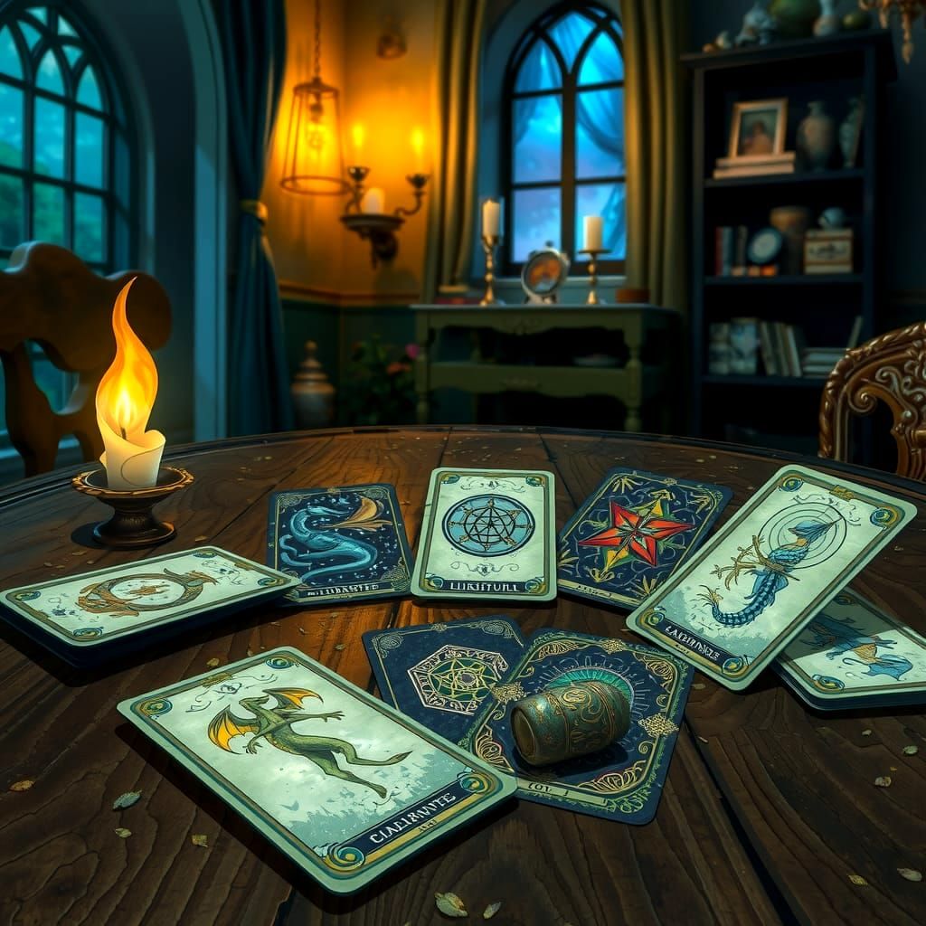 Enchanted Tarot Card Reading in Whimsical Fantasy Style