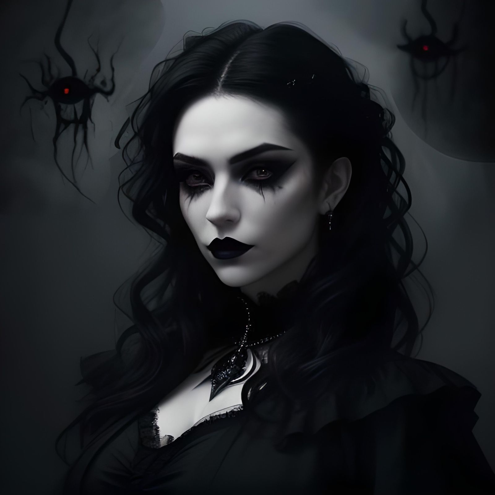 Ominous Vampire Guardian with Glowing Red Beholder Familiars