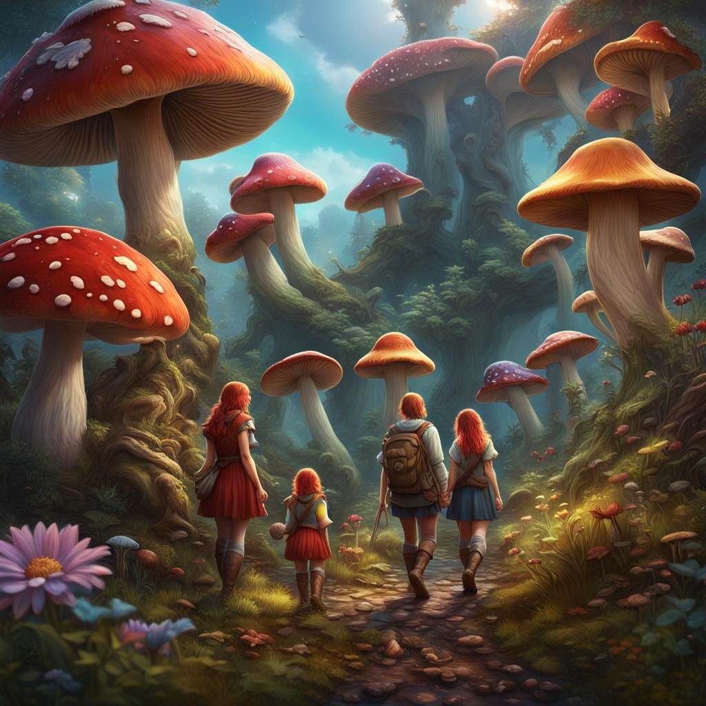 Fantastical Family Scene in Vibrant Colors