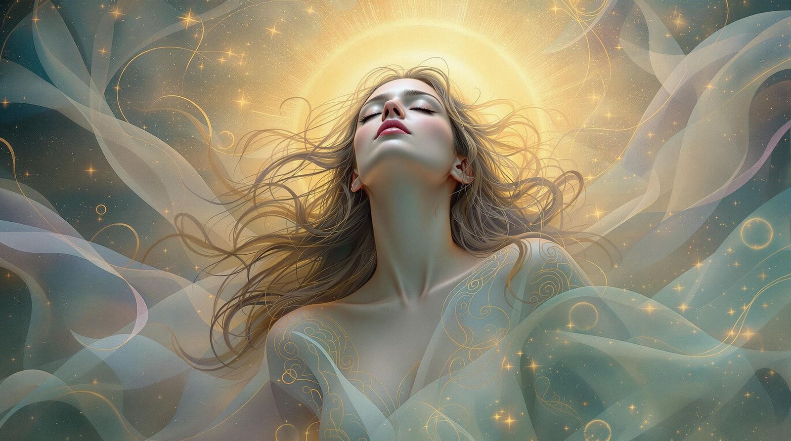 Ethereal Goddess in Soft Golden Light