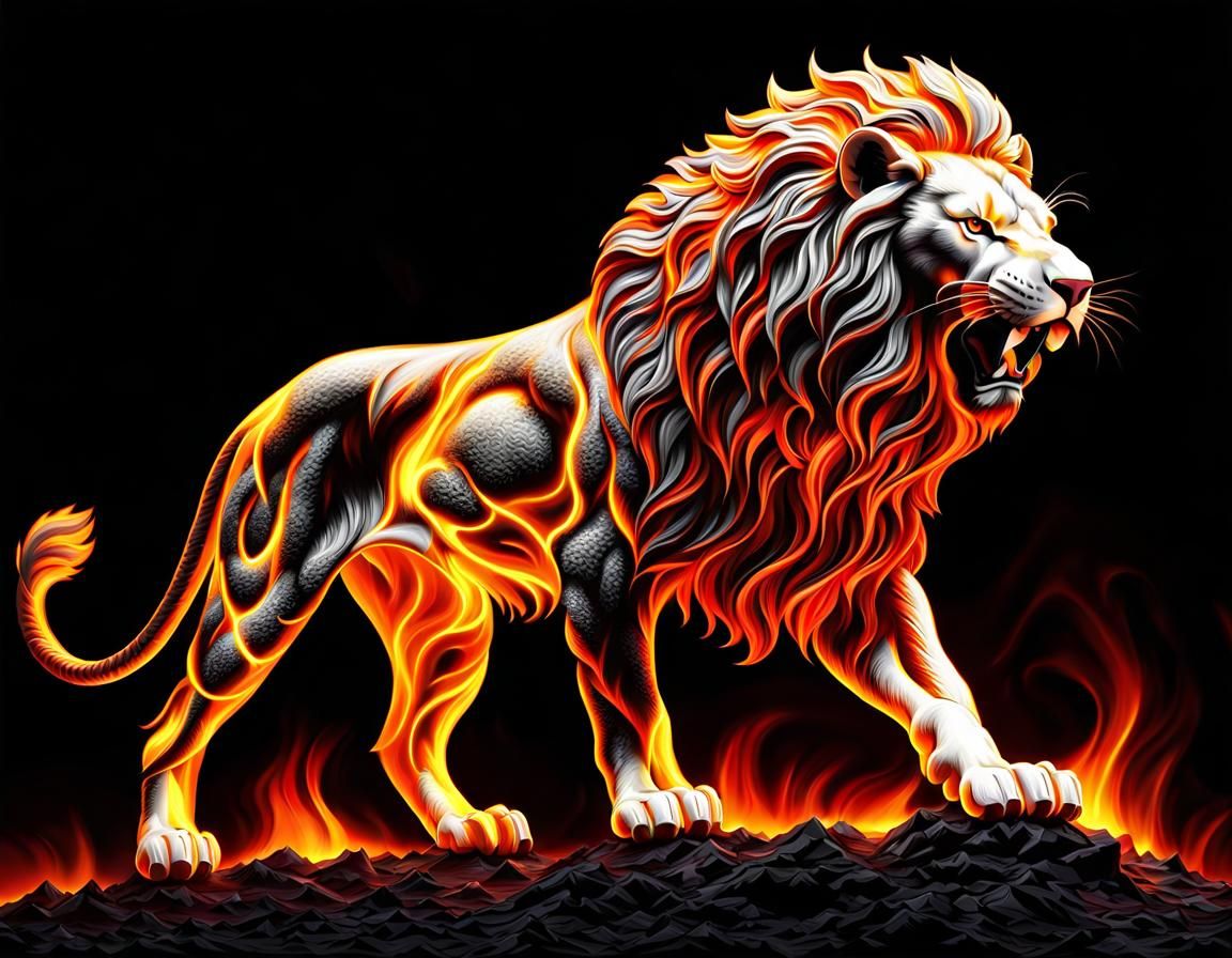 Roaring lava lion
