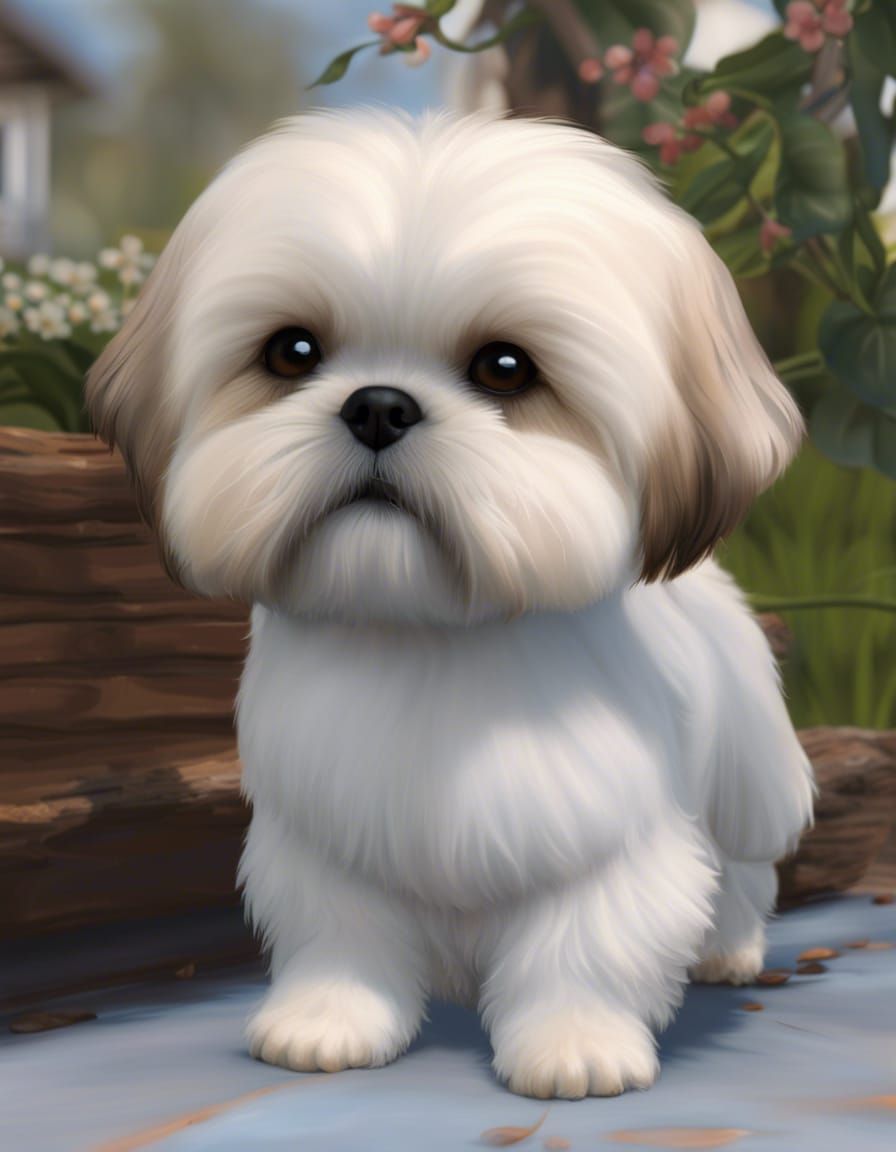 Cute Shih Tzu in Hyperrealistic Digital Art