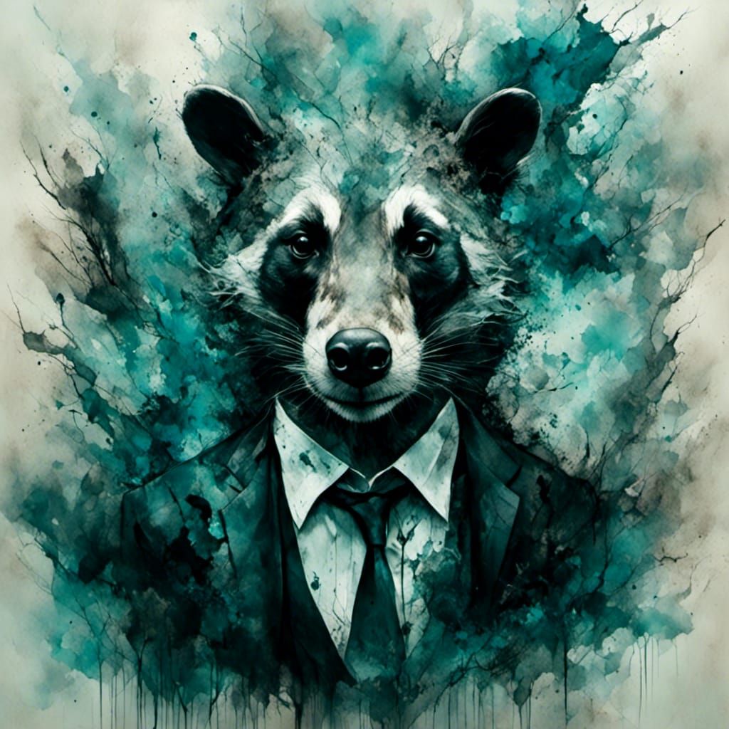 cocaine badger, h.p. lovecraft style <lora:Endless Melody:1.0> <lora:Dark:1.0> <lora:Alcohol Inks:1.0>