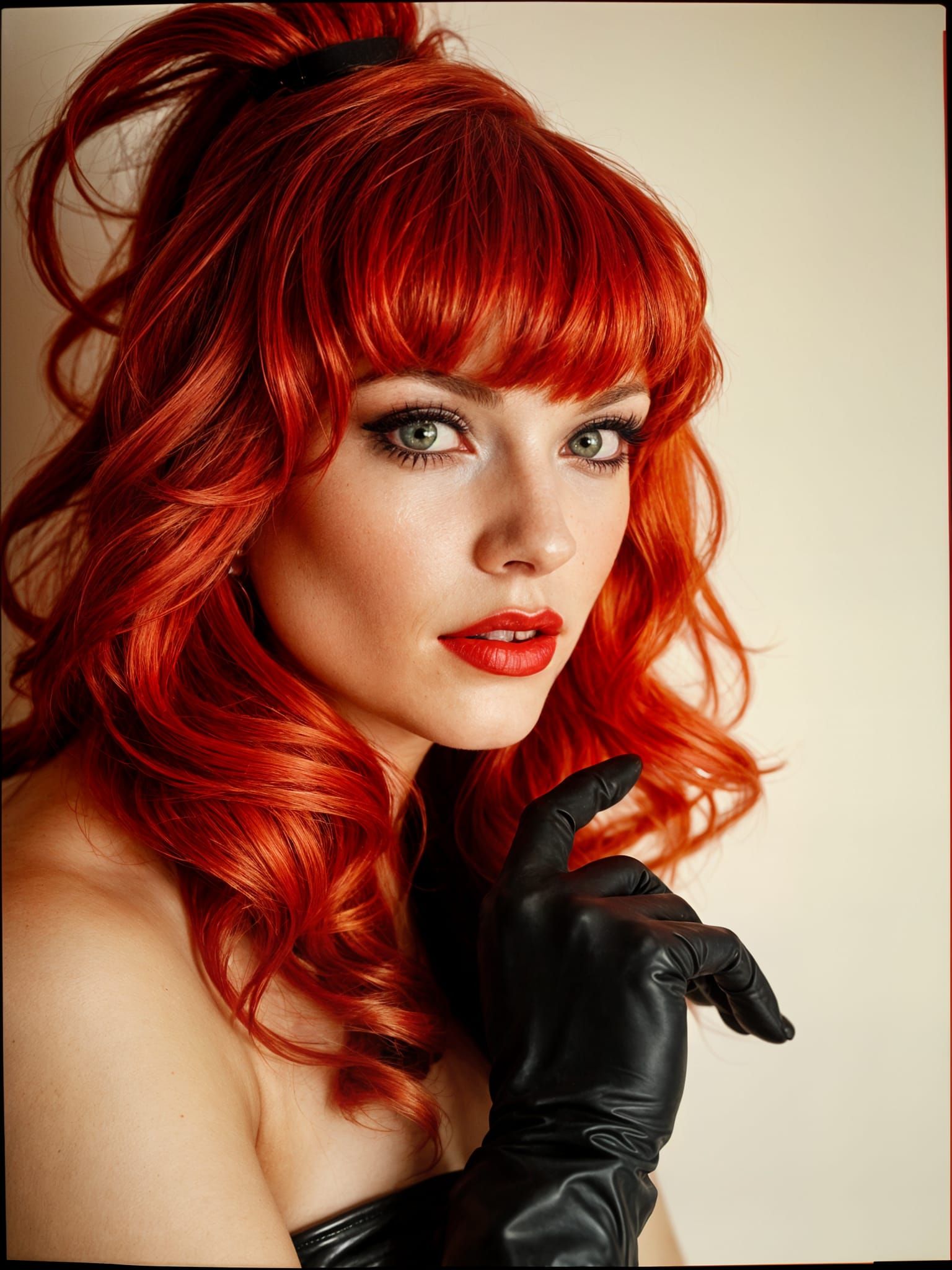 Hyperrealistic Portrait of a Redhead Drag Queen in Vintage P...