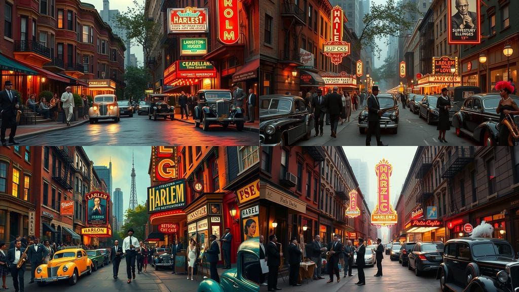 Harlem Renaissance-Era Street Scene, in 1920s Jazz Age Style