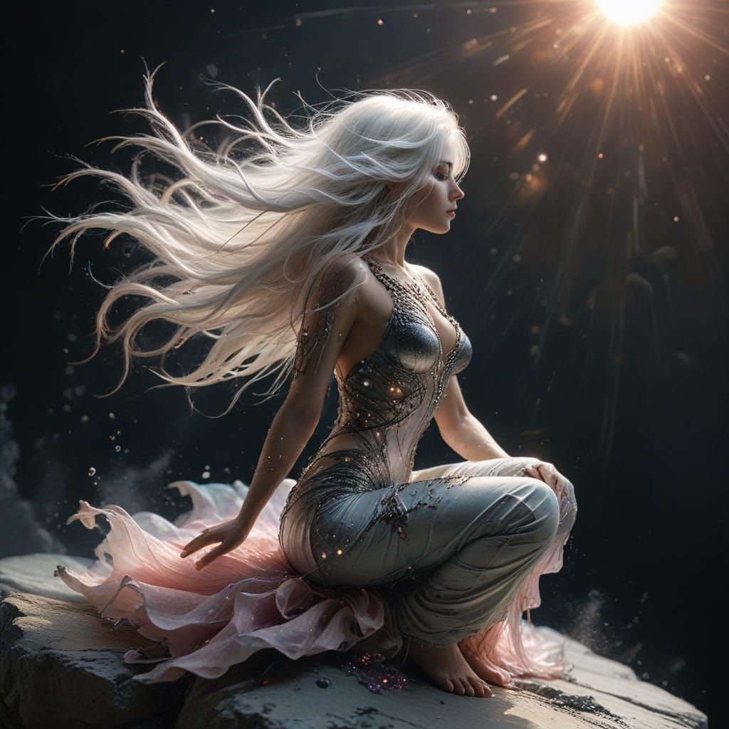 Weightless Goddess in Cosmic Radiance