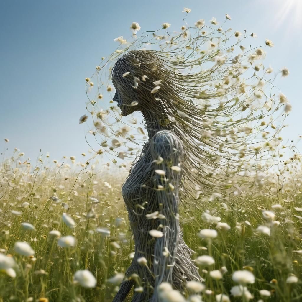 Ethereal Woman Form Blooms Amidst Whispers of Nature