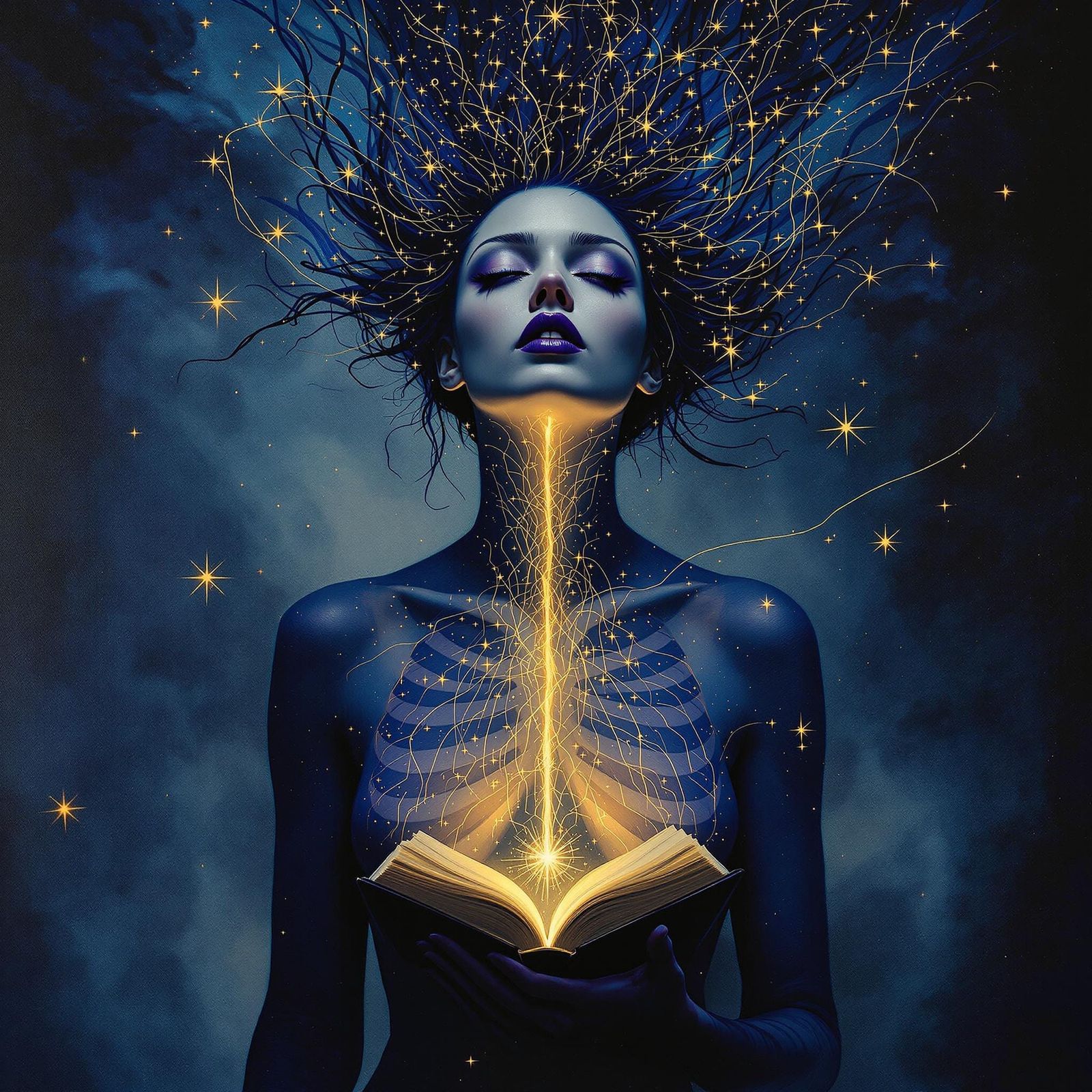 Surreal Archivist Portrait in Oil and Ink