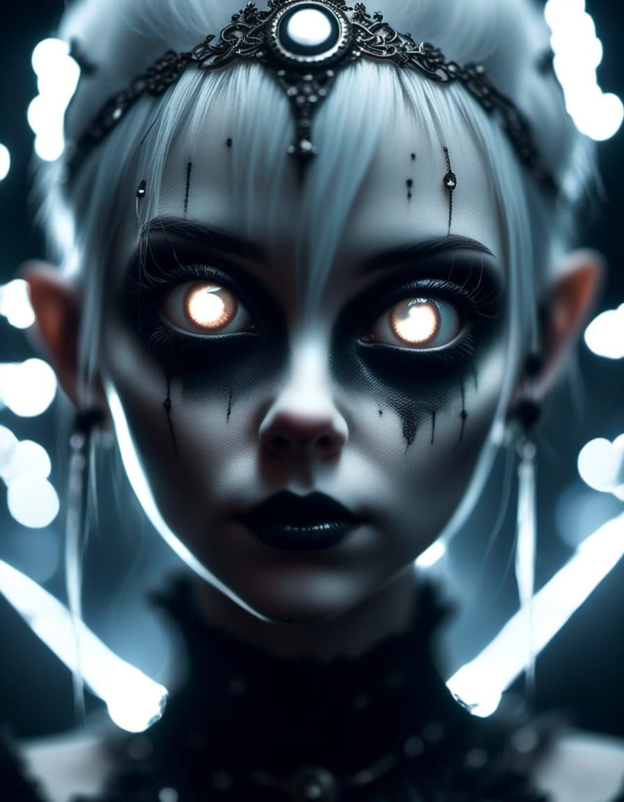Surreal Gothic Cyberpunk Girl with Ethereal Glow