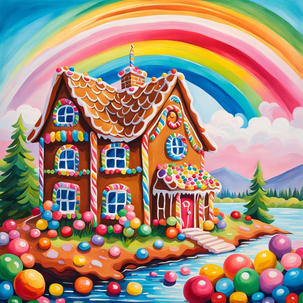 Vibrant Gingerbread House in Epic Impressionist Style