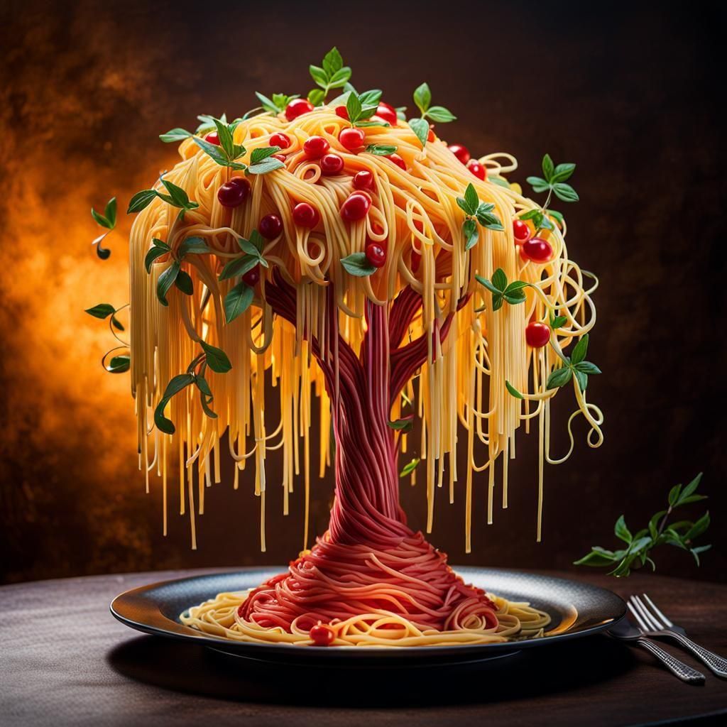 Edible Spaghetti Tree Masterpiece on a Beautiful Table