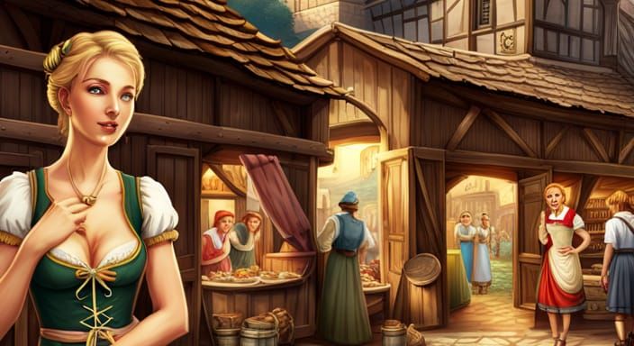 Village Girl Invites You to Medieval Marketplace