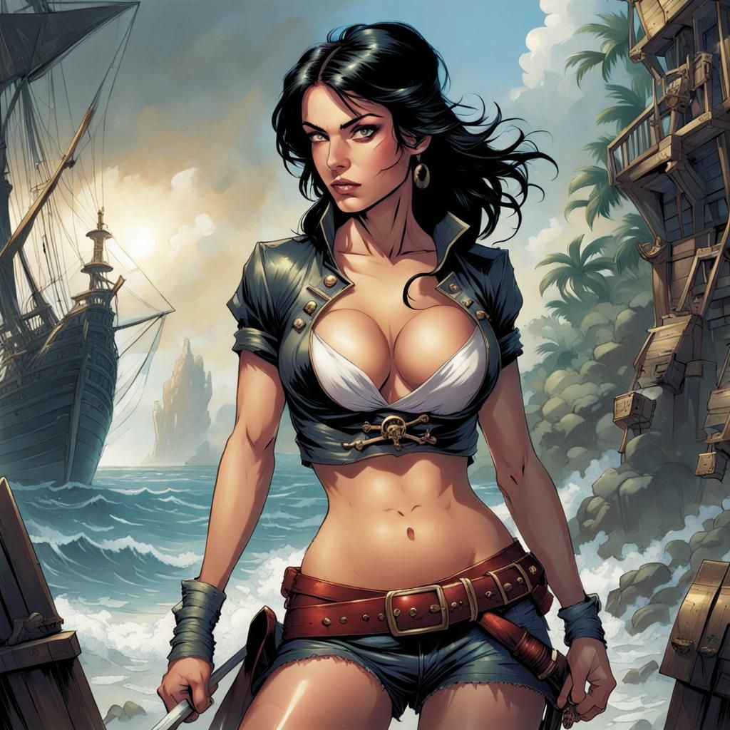Vibrant Pirate Maiden Unleashes Her Fury