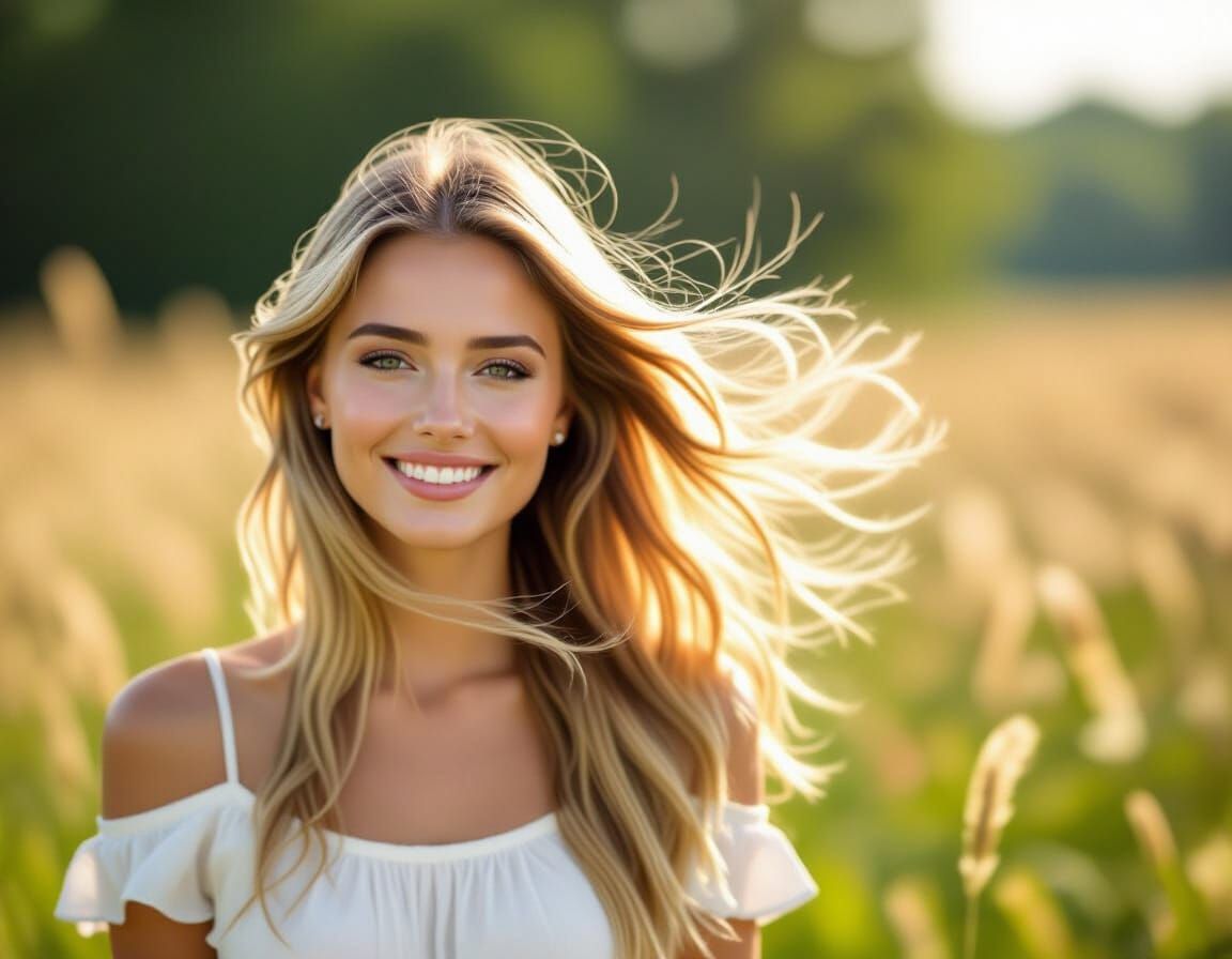 Woman With Windblown Hair