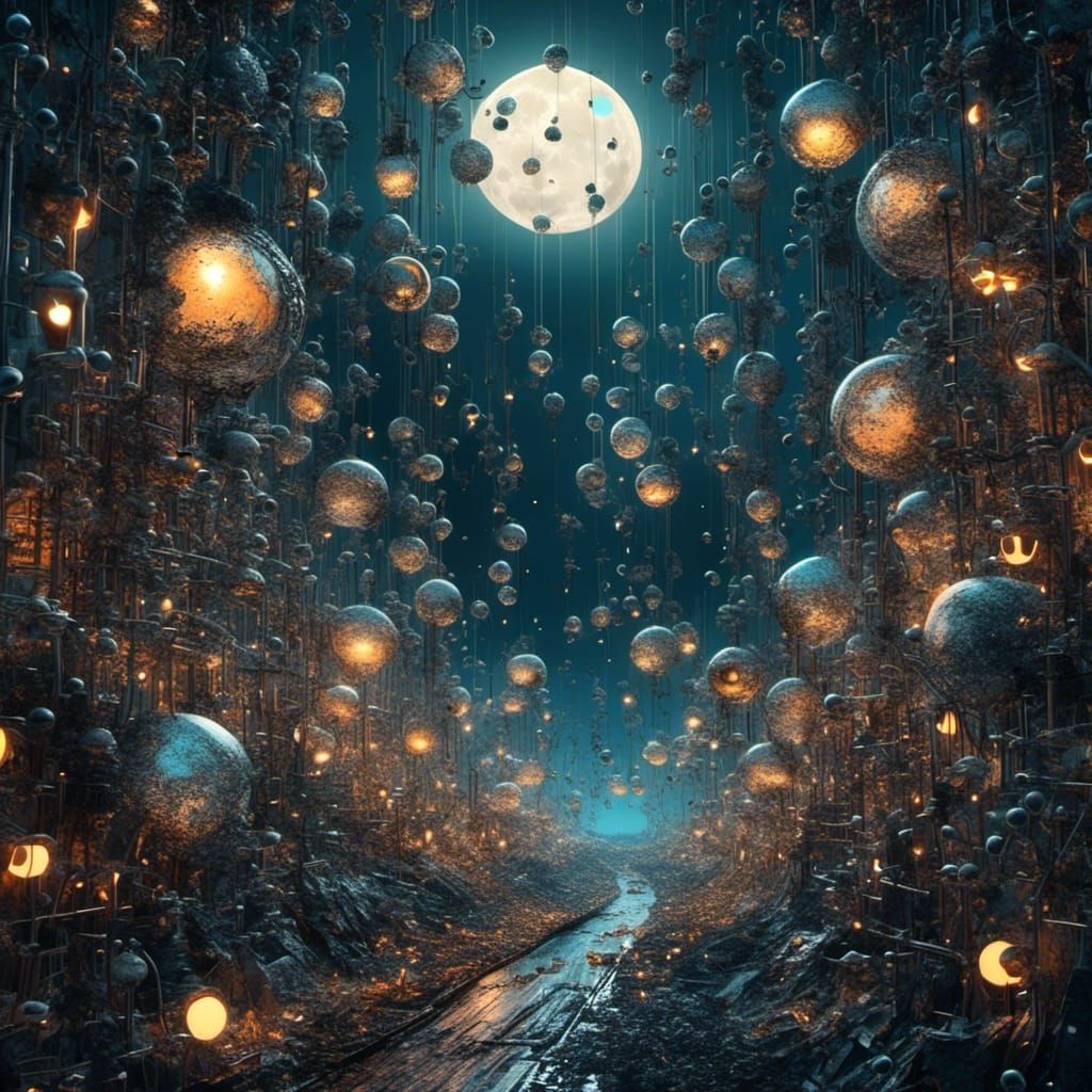 Digital Dreamscapes: A Landscape of Circuit Boards under a G...