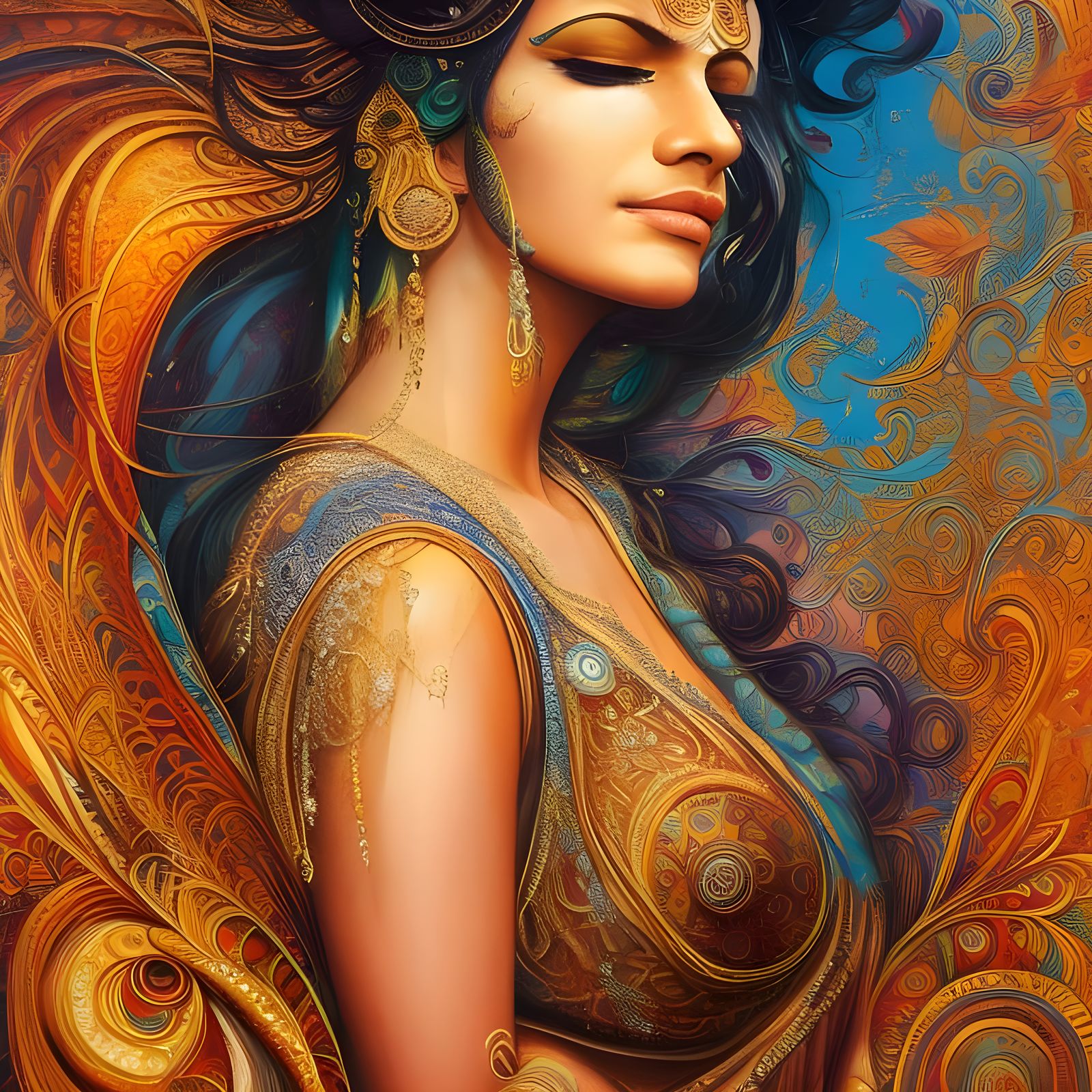 Sublime Indian Goddess in High Definition Matte Painting