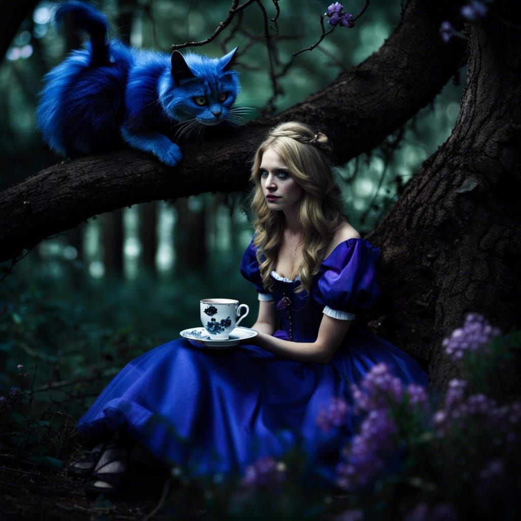 Gothic Alice in Wonderland Meets the Enigmatic Cheshire Cat