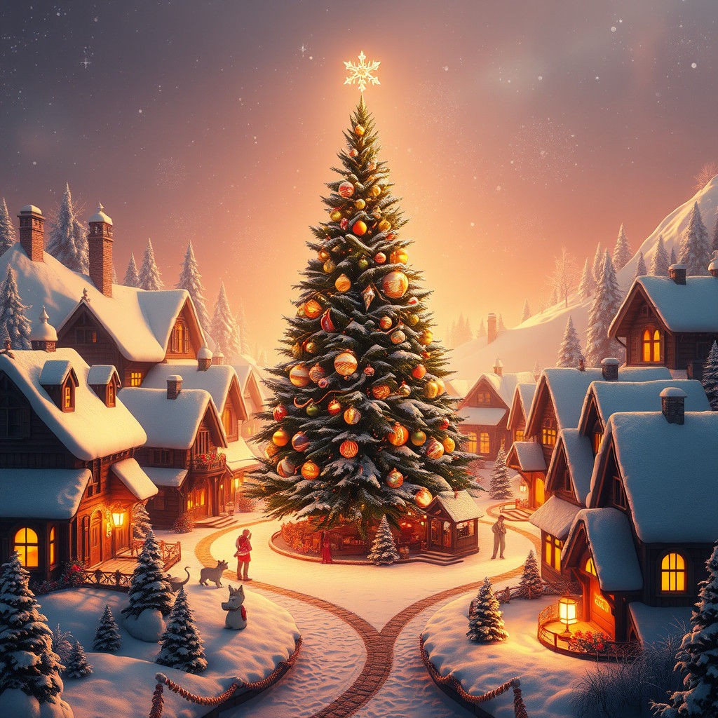 Whimsical Winter Wonderland Village Scene in Unreal Engine 5