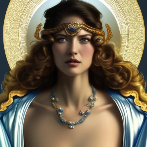 Surreal Royal Princesses of Heaven in Gold and Blue