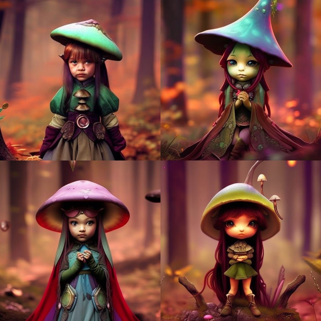 Breathtaking Chibi Girl Fantasy Artwork in a Whimsical Mushr...