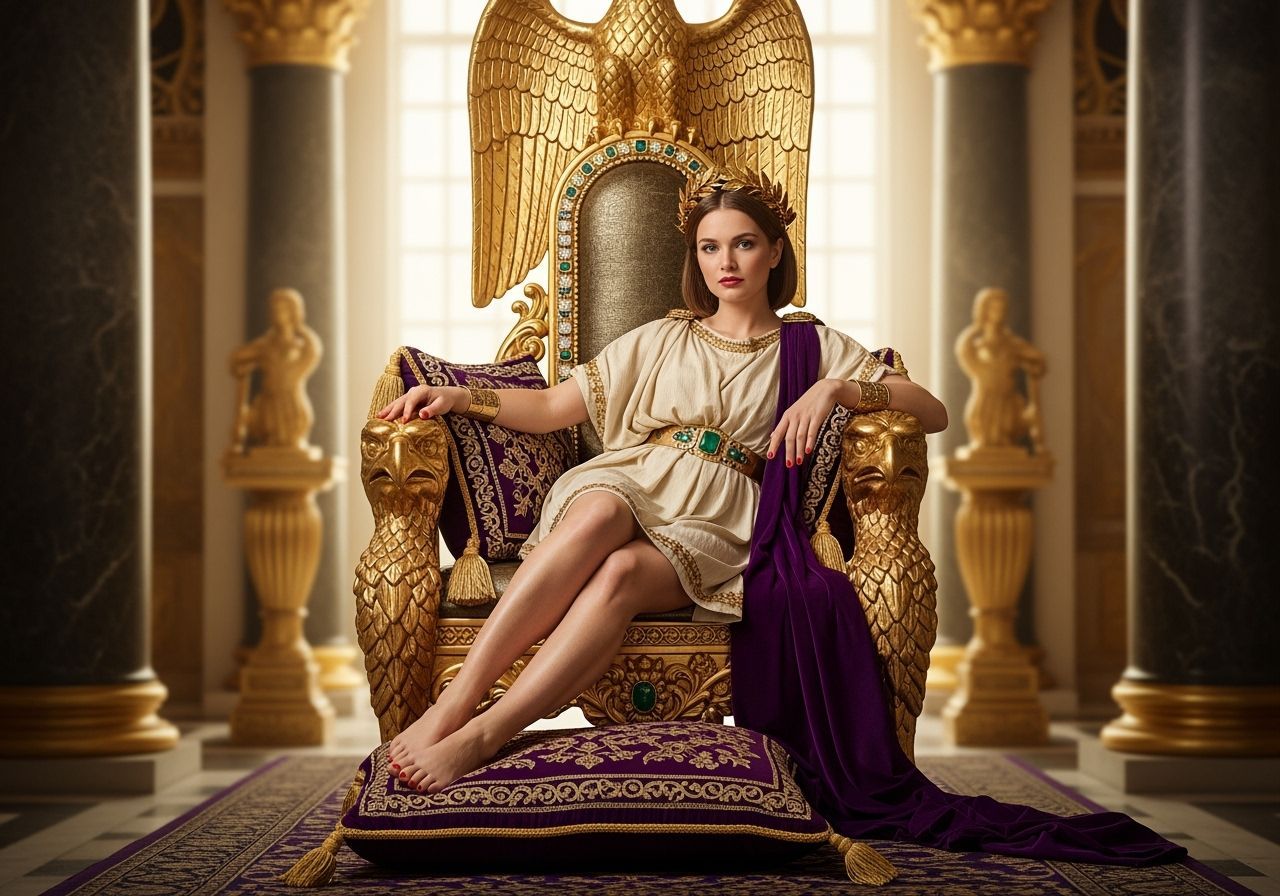 Roman Empress on Jeweled Throne in Imperial Palace