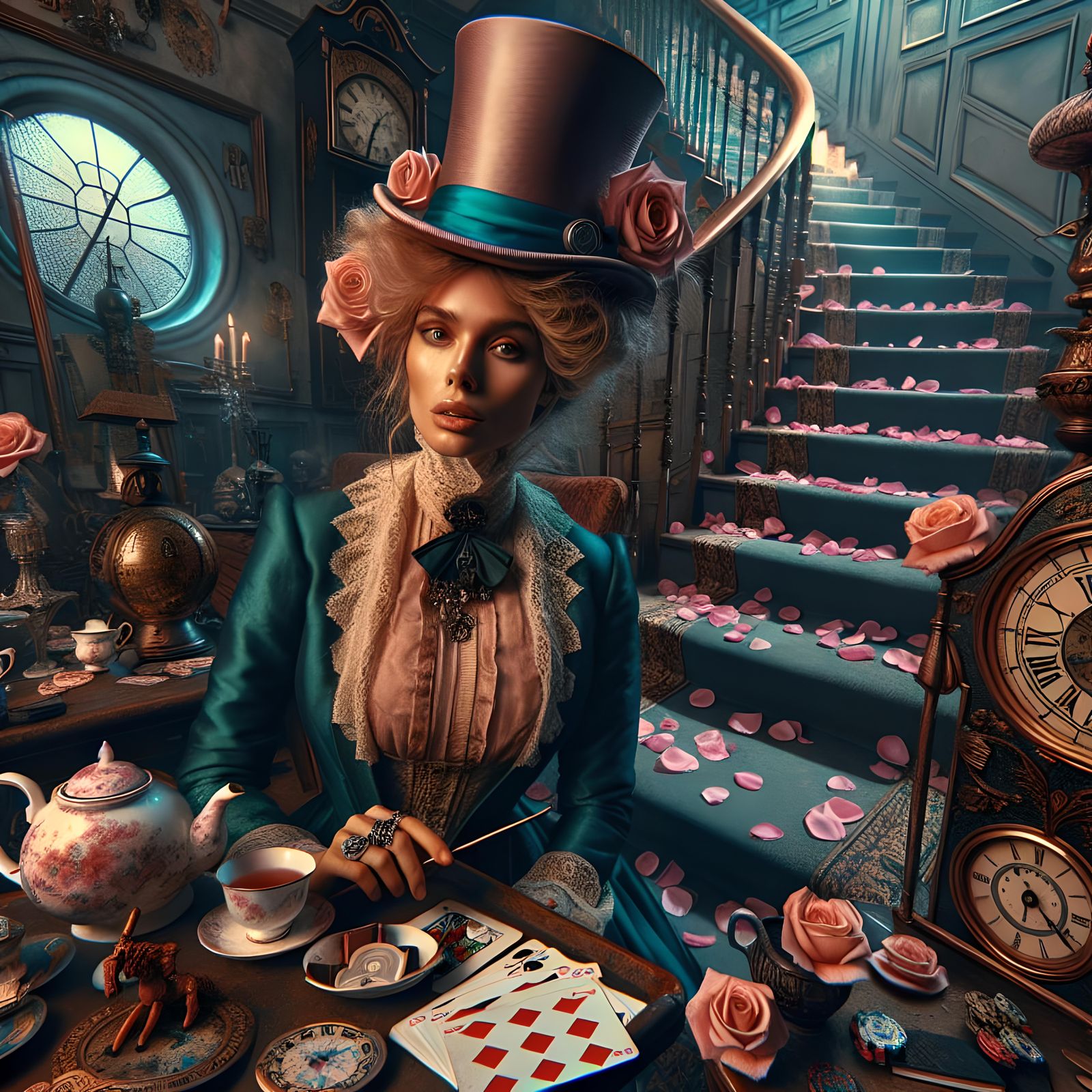 Eccentric English Aristocrat in Whimsical Wonderland Setting