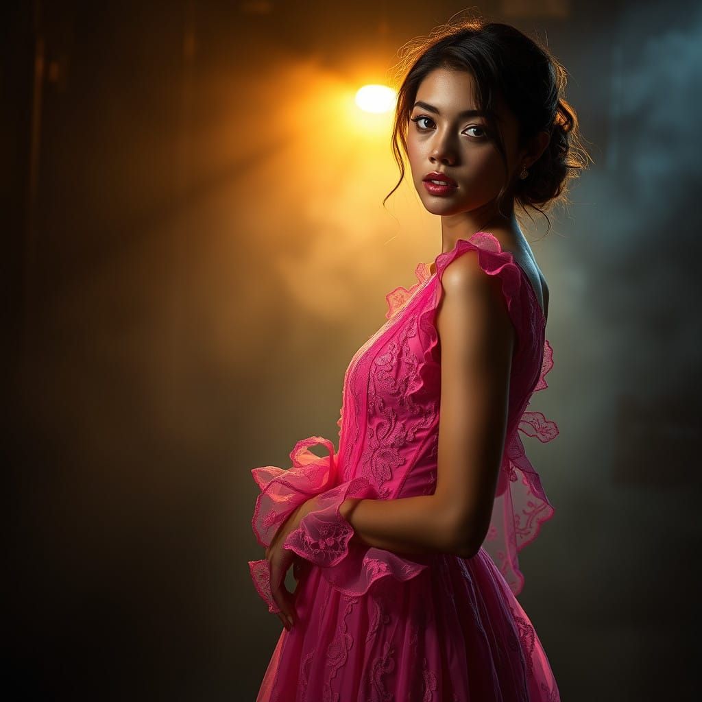 Ethereal Fashion Portrait in Pink